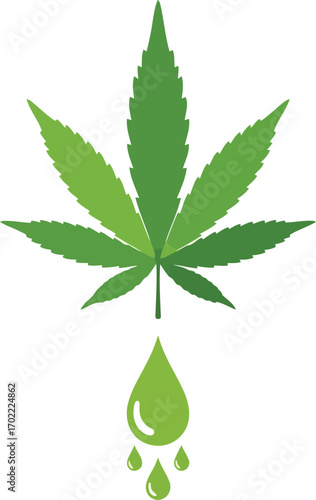 Cannabis leaf cbd oil drop medical herb vector art vector