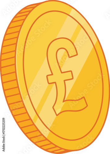 Golden pound sterling coin british currency financial symbol vector