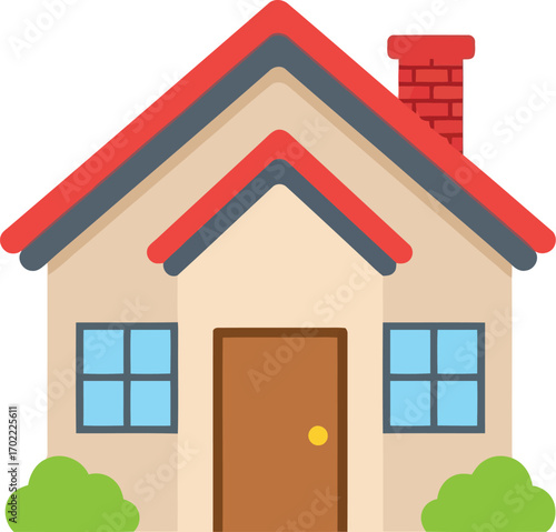 Charming cartoon house icon simple residential building illustration vector