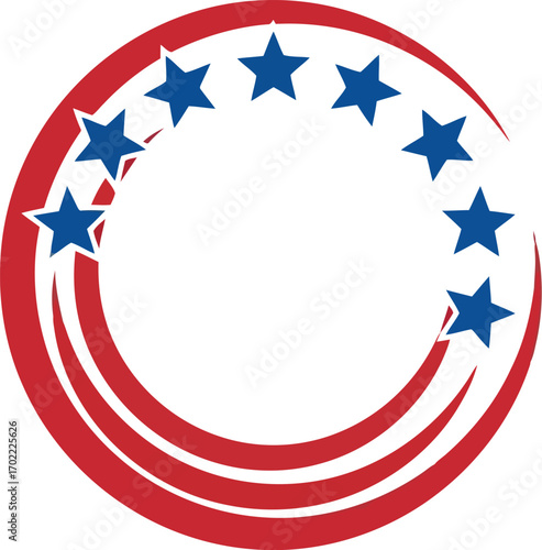 American flag inspired starburst circle emblem patriotic celebration vector