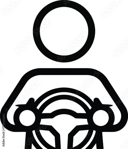 Driver icon person holding steering wheel driving transport vector