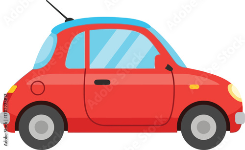 Cute red compact car illustration vibrant urban commute style vector