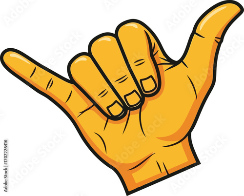Hawaiian shaka hand gesture cool summer vibes surfing beach fun vector