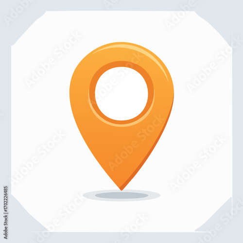 Orange map pin icon, location marker, navigation symbol, simple design.