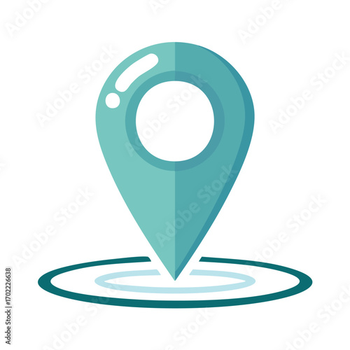 A light blue location pin icon with a circular base marking a specific point on a map.