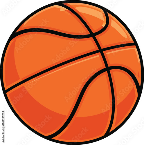 Vibrant orange basketball sports equipment isolated illustration vector