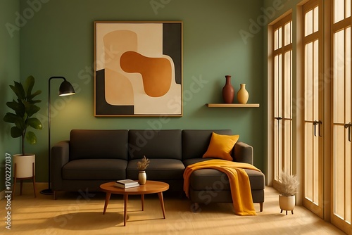 Modern Minimalist Room With Warm Tones And Natural Light