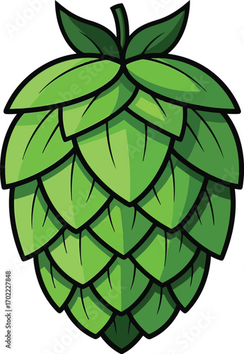 Green hop cone isolated illustration for craft beer brewing ingredient vector