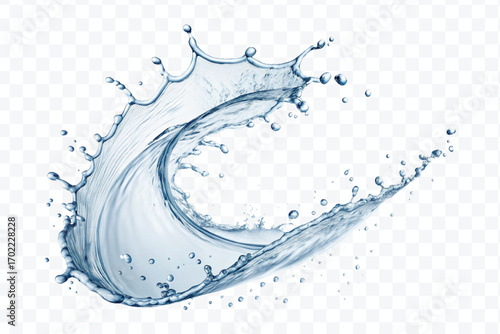 realistic 3d fresh water splash in wavy style isolated on transparent background
