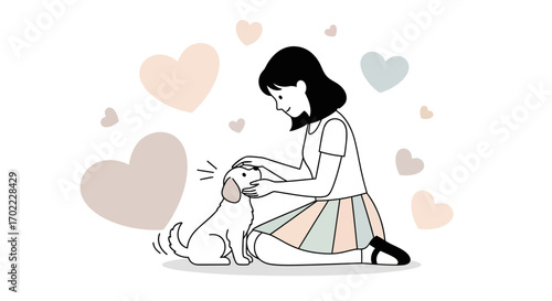 Affectionate Moments Shared: Young Woman Bonding With Her Adorable Canine Companion