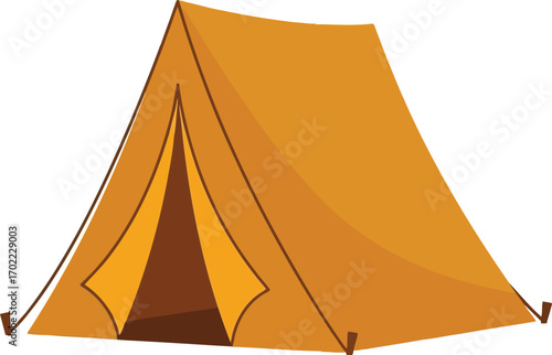 Vintage style orange a-frame tent camping outdoor adventure vector