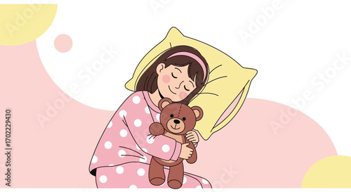 A Peaceful Slumber Depicted Through Cartoonish Illustration of Sleeping Child