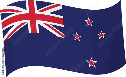 New zealand flag waving national symbol patriotic representation vector
