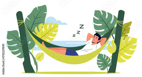 A Person Relaxing In A Hammock Amongst Tropical Vegetation For Blissful Rest
