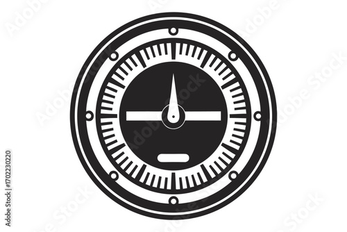Isolated Round Altimeter Design on White Background with Analog Pointer