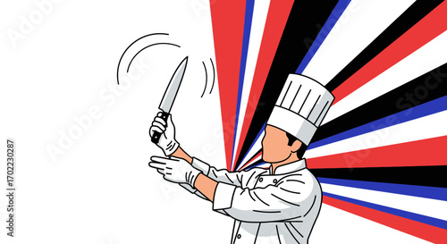 Animated Chef Presenting Culinary Expertise with Style and Dramatic Background Elements