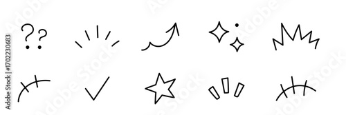 Line hand icon cartoon vector sketch comic arrow drawn angry element. Icon line hand school chalk bubble fun pencil effect speech kid design anime mark animation anger emoji sparkle flash emoticon art