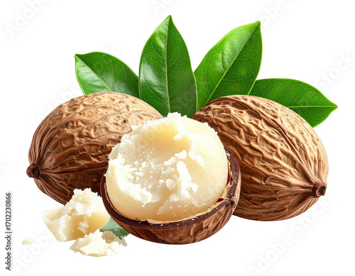 Organic Shea Nuts with Freshly Extracted Shea Butter in Rustic Style