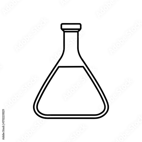Simple outline of a conical flask with liquid