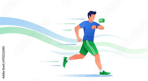 Athlete Checking Smartwatch During Run To Monitor Performance And Reach Fitness Goals