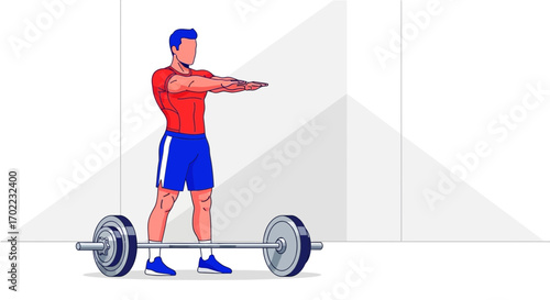 Athlete Preparing To Lift Barbell in Modern Gym Visual With Open Arms
