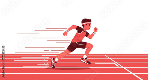 Athlete Sprinting On A Track Demonstrating Speed and Determination To Achieve Victory