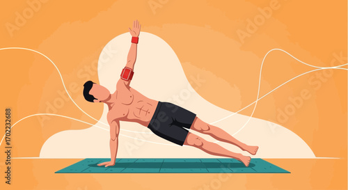 Athletic Individual Engaging In Core Exercises And Utilizing Innovative Fitness Technology For