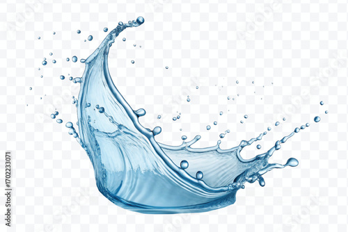 realistic 3d fresh water splash in wavy style isolated on transparent background
