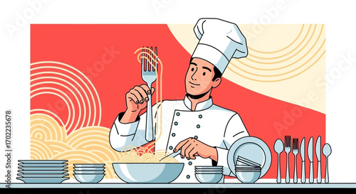 Chef Crafting Delicious Pasta, Culinary Arts, And Gastronomy, Preparing Italian Cuisine