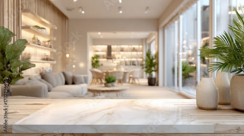 Wallpaper Mural Elegant Home Interior with Marble Countertop: A Stylish Living Space with Modern Design and Natural Light Torontodigital.ca