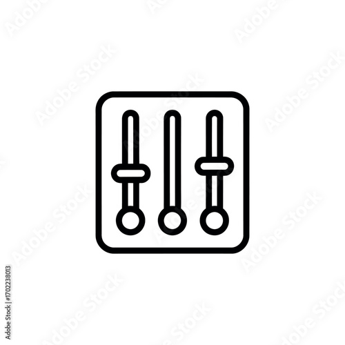 Outline equalizer icon with sliders in square rounded shape on white background