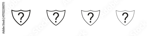 Shield interrogation icon vector graphics. black style vector icons