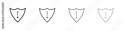 Shield exclamation icon vector graphics. black style vector icons