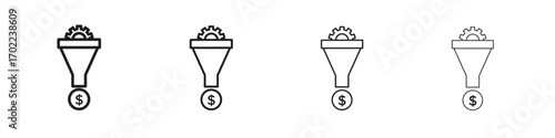 Sales funnel icon vector graphics. black style vector icons
