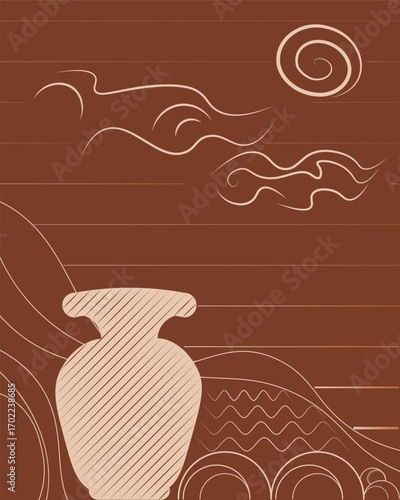 Organic fluid abstract seamless pattern in soft peach beige