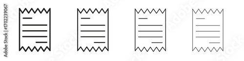 Receipt icon vector graphics. black style vector icons