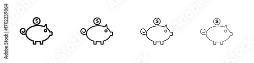 Piggy bank icon vector graphics. black style vector icons