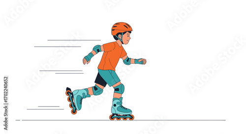 Child Rollerblading: A Vibrant Illustration of Recreation, Sport, and Protective Gear