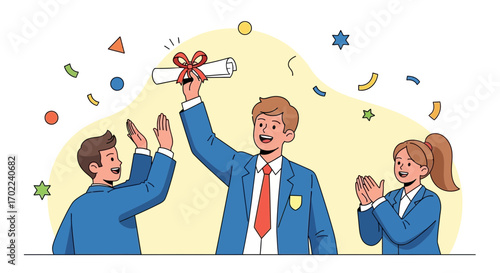 Celebrating Success: A Business Team Rejoices in Achieving Their Goals with Joy