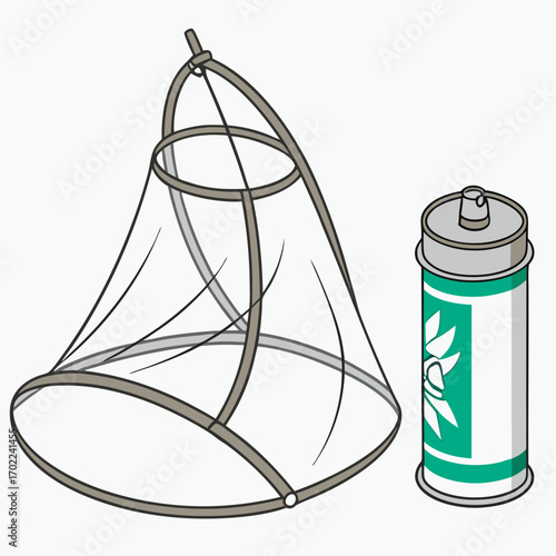 Insect Net and Repellent Spray Illustration