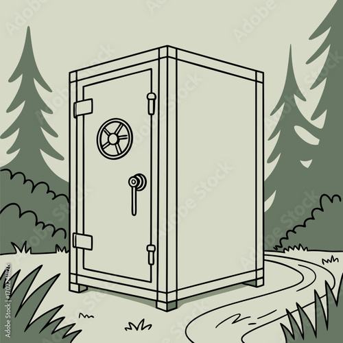 Large Metal Safe in a Forest Setting
