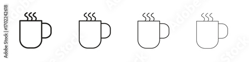 Hot coffee Mug icon vector graphics. black style vector icons