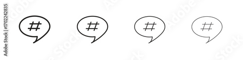 Hashtag icon vector graphics. black style vector icons