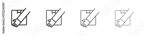 Hand holding box icon vector graphics. black style vector icons
