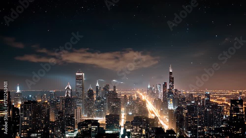 Wallpaper Mural City skyline illuminated at dusk, showcasing architecture, modern life, and urban transport energy. Torontodigital.ca