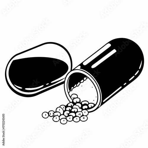 pills on white background