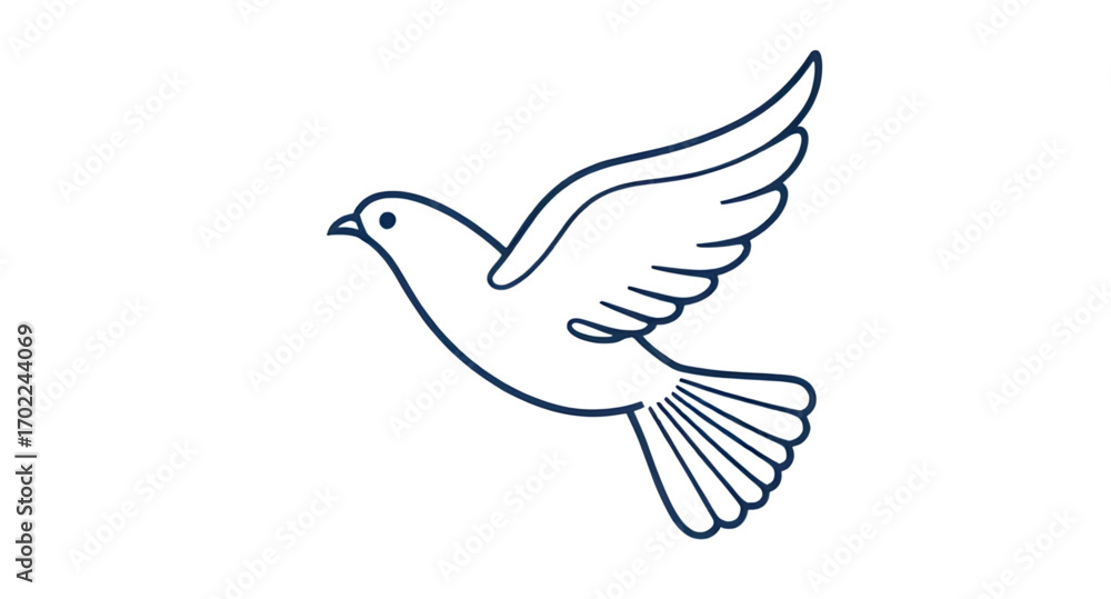 Obraz premium symbolic dove vector, spirituality dove, bird with branch vector, peace emblem dove, international peace symbol, dove sketch, bird of hope vector, Christian dove icon, dove isolated vector, freedom sy