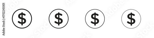 Dollar icon vector graphics. black style vector icons