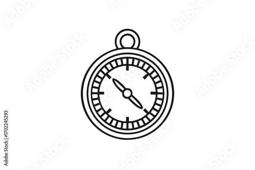 Minimalist Compass Icon Black Outline on White Background Navigation Tool