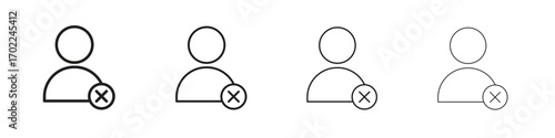 Delete user icon vector graphics. black style vector icons
